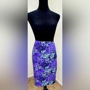 NWT Talbots Rose floral Purple mint green knee length preppy classic skirt 4